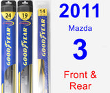 Front & Rear Wiper Blade Pack for 2011 Mazda 3 - Hybrid