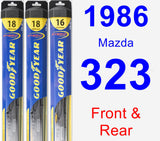 Front & Rear Wiper Blade Pack for 1986 Mazda 323 - Hybrid
