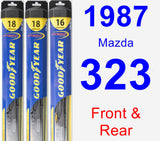 Front & Rear Wiper Blade Pack for 1987 Mazda 323 - Hybrid