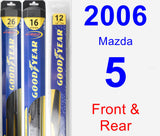 Front & Rear Wiper Blade Pack for 2006 Mazda 5 - Hybrid