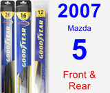 Front & Rear Wiper Blade Pack for 2007 Mazda 5 - Hybrid