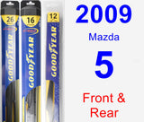 Front & Rear Wiper Blade Pack for 2009 Mazda 5 - Hybrid
