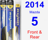 Front & Rear Wiper Blade Pack for 2014 Mazda 5 - Hybrid