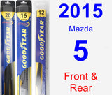 Front & Rear Wiper Blade Pack for 2015 Mazda 5 - Hybrid