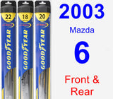 Front & Rear Wiper Blade Pack for 2003 Mazda 6 - Hybrid