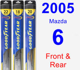 Front & Rear Wiper Blade Pack for 2005 Mazda 6 - Hybrid