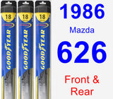 Front & Rear Wiper Blade Pack for 1986 Mazda 626 - Hybrid