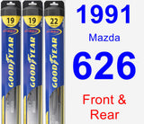 Front & Rear Wiper Blade Pack for 1991 Mazda 626 - Hybrid
