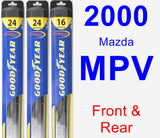 Front & Rear Wiper Blade Pack for 2000 Mazda MPV - Hybrid