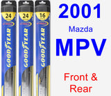 Front & Rear Wiper Blade Pack for 2001 Mazda MPV - Hybrid