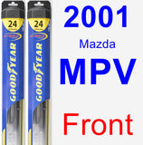 Front Wiper Blade Pack for 2001 Mazda MPV - Hybrid