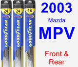 Front & Rear Wiper Blade Pack for 2003 Mazda MPV - Hybrid