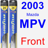 Front Wiper Blade Pack for 2003 Mazda MPV - Hybrid