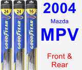 Front & Rear Wiper Blade Pack for 2004 Mazda MPV - Hybrid