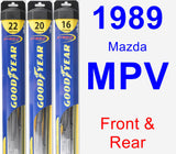 Front & Rear Wiper Blade Pack for 1989 Mazda MPV - Hybrid