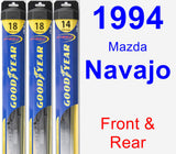 Front & Rear Wiper Blade Pack for 1994 Mazda Navajo - Hybrid