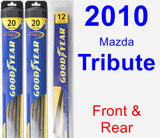Front & Rear Wiper Blade Pack for 2010 Mazda Tribute - Hybrid