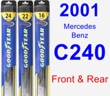 Front & Rear Wiper Blade Pack for 2001 Mercedes-Benz C240 - Hybrid