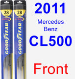 Front Wiper Blade Pack for 2011 Mercedes-Benz CL500 - Hybrid