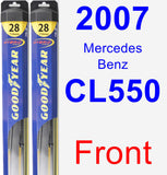 Front Wiper Blade Pack for 2007 Mercedes-Benz CL550 - Hybrid
