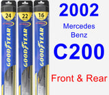 Front & Rear Wiper Blade Pack for 2002 Mercedes-Benz C200 - Hybrid