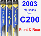 Front & Rear Wiper Blade Pack for 2003 Mercedes-Benz C200 - Hybrid