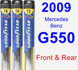 Front & Rear Wiper Blade Pack for 2009 Mercedes-Benz G550 - Hybrid