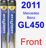 Front Wiper Blade Pack for 2011 Mercedes-Benz GL450 - Hybrid
