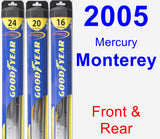 Front & Rear Wiper Blade Pack for 2005 Mercury Monterey - Hybrid