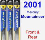 Front & Rear Wiper Blade Pack for 2001 Mercury Mountaineer - Hybrid