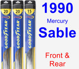 Front & Rear Wiper Blade Pack for 1990 Mercury Sable - Hybrid