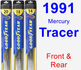Front & Rear Wiper Blade Pack for 1991 Mercury Tracer - Hybrid