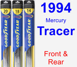 Front & Rear Wiper Blade Pack for 1994 Mercury Tracer - Hybrid