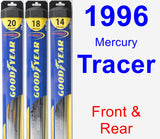 Front & Rear Wiper Blade Pack for 1996 Mercury Tracer - Hybrid