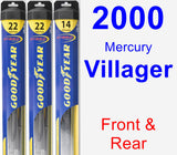 Front & Rear Wiper Blade Pack for 2000 Mercury Villager - Hybrid