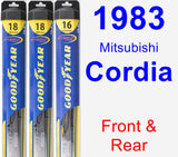 Front & Rear Wiper Blade Pack for 1983 Mitsubishi Cordia - Hybrid