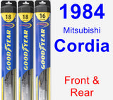 Front & Rear Wiper Blade Pack for 1984 Mitsubishi Cordia - Hybrid