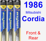 Front & Rear Wiper Blade Pack for 1986 Mitsubishi Cordia - Hybrid