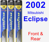 Front & Rear Wiper Blade Pack for 2002 Mitsubishi Eclipse - Hybrid