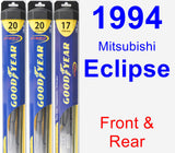 Front & Rear Wiper Blade Pack for 1994 Mitsubishi Eclipse - Hybrid