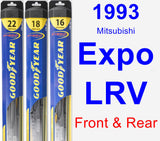 Front & Rear Wiper Blade Pack for 1993 Mitsubishi Expo LRV - Hybrid