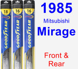 Front & Rear Wiper Blade Pack for 1985 Mitsubishi Mirage - Hybrid