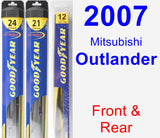 Front & Rear Wiper Blade Pack for 2007 Mitsubishi Outlander - Hybrid