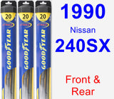 Front & Rear Wiper Blade Pack for 1990 Nissan 240SX - Hybrid