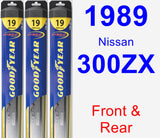 Front & Rear Wiper Blade Pack for 1989 Nissan 300ZX - Hybrid