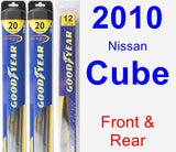 Front & Rear Wiper Blade Pack for 2010 Nissan Cube - Hybrid