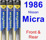 Front & Rear Wiper Blade Pack for 1986 Nissan Micra - Hybrid