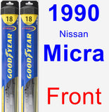 Front Wiper Blade Pack for 1990 Nissan Micra - Hybrid