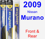 Front & Rear Wiper Blade Pack for 2009 Nissan Murano - Hybrid