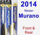 Front & Rear Wiper Blade Pack for 2014 Nissan Murano - Hybrid